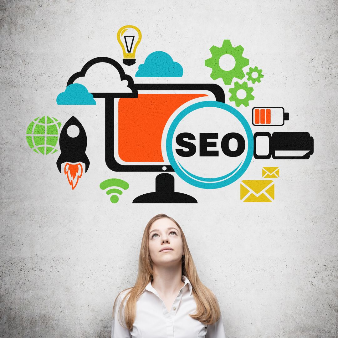 a women thinks about SEO